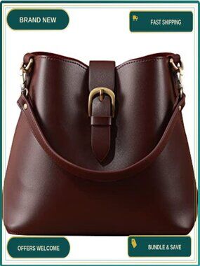 Vegan Leather Bucket Bag Hobo Retro Faux Shoulder Handbag